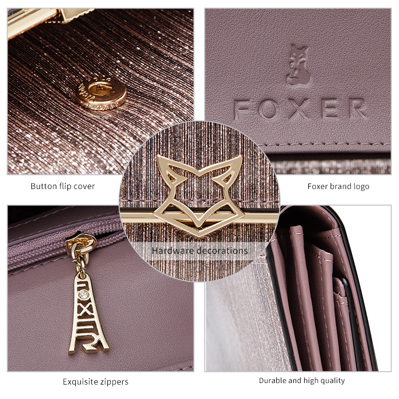 Foxer Elie Women Leather Wallet 3 colors