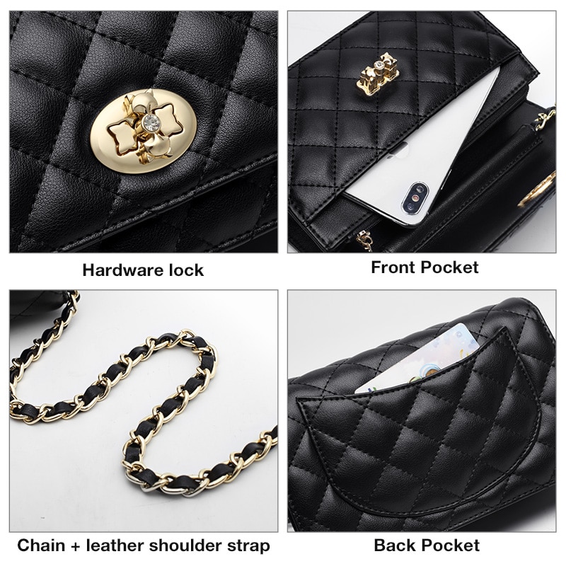 Foxer Egsy Split Leather Female Classical Mini Crossbody Bag Black