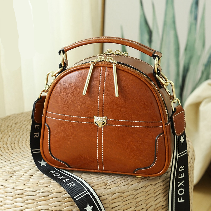 Foxer Domy Women Leather Messenger Bag Luxury