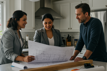 Austin home remodeling contractor advising clients during kitchen renovation planning