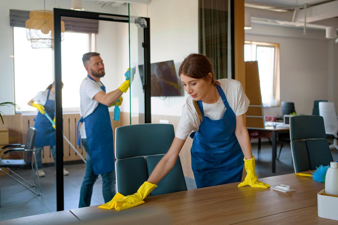 A boy and girl providing cleaning service slough
